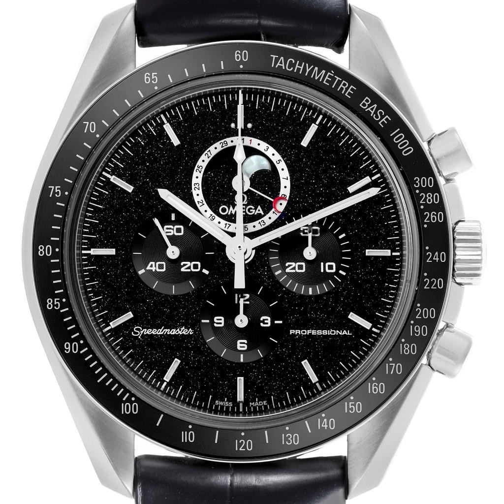 Omega Speedmaster Moonphase Steel Watch with Aventurine Dial 311.33.44.32.01.001