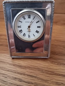Vintage  Kitney & Co. Silver Miniature Stand Frame Clock 1993 Runs Great 5 Year