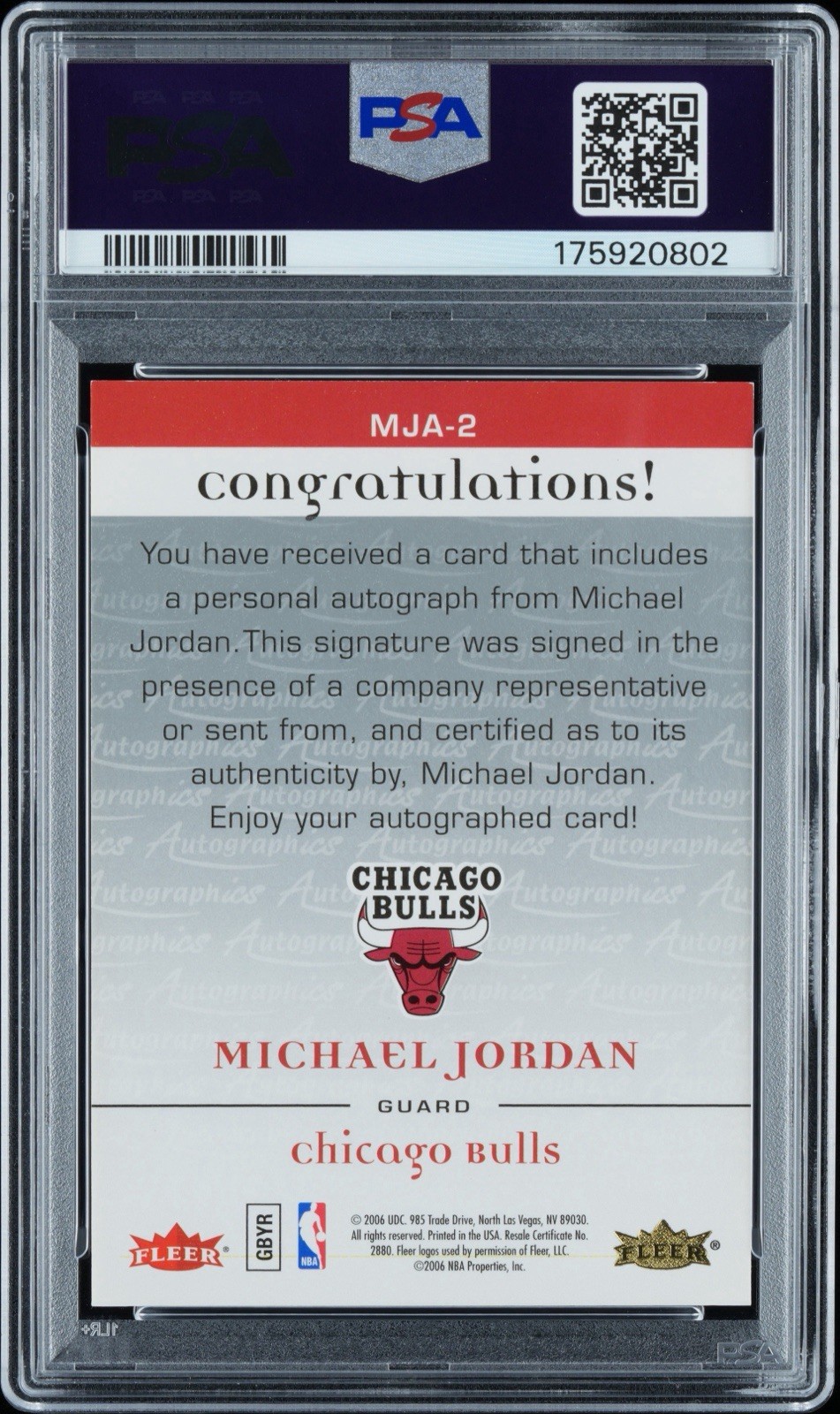 2006-07 Michael Jordan Autographics Auto #2 PSA 8/10 Chicago Bulls HOF SP view 2