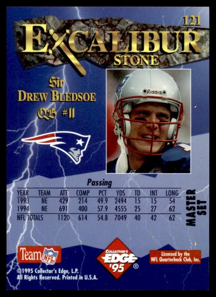 1995 Collector's Edge Excalibur Sword and Stone Diamond Drew Bledsoe #121 - Image 2 of 2