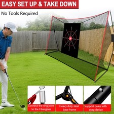 10x7 ft Golf Practice Hitting Net, All-in-One Net w /Carry Bag, Balls and Tees