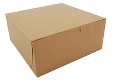 0961K Kraft Paperboard Non Window Lock Corner Bakery Box, 9" Length x 9" Widt...
