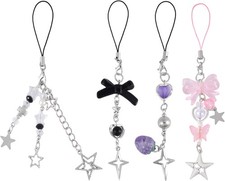 4-piece aesthetic phone charm set, also suitable for keychains