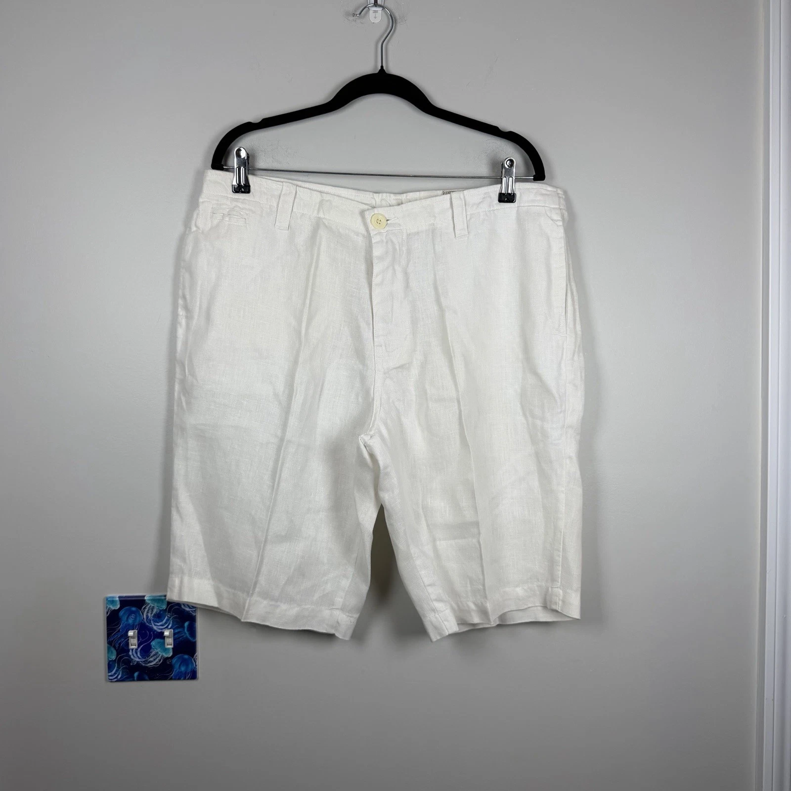 Claudio Milano 100% Linen Shorts White Old Money Preppy Natural Fibers Men’s 38