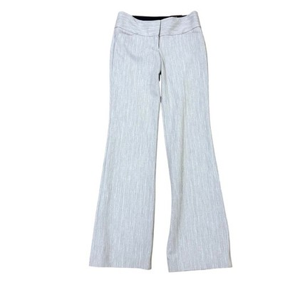 Express Editor Wide Waistband Flare Studio Stretch Pant 00R Light Grey Pinstripe