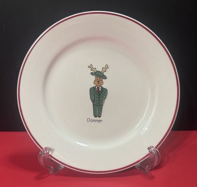 VTG Christmas Santa s Reindeer  Donner  Dessert/Salad Plate by Rainbow Mountain
