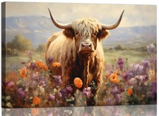 Highland Cow Wall Art Decor for Living Room Cow Pictures Print on Canvas Farm...