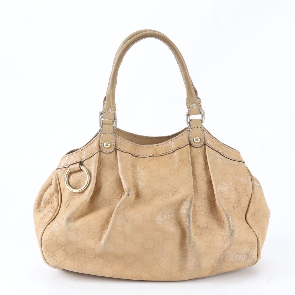 GUCCI Tote bag Guccissima Leather Beige Authentic From Japan