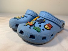 CROCS Classic Clogs Youth Child Kids Blue Slip On Misc. Jibbitz - US 2