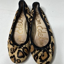 Sam Edelman Felicia Ballet Flat 6.5 Leopard Print Calf Hair Leather Bow