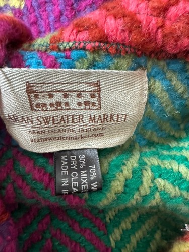 NEW Aran Sweater Market Sarah Buffalo Poncho Hooded Wool Blend Womens OS Multi - Picture 7 of 11