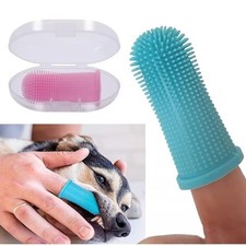 Pet Dog Cat 360  Finger brush Toothbrush Full Surround Silicone Bristles Oral 