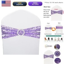 LIZIMI Sequin Chair Sashes 100 Pack - Spandex Stretch Chair Bows Buckle for