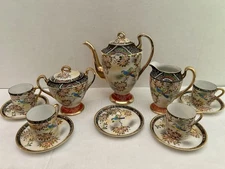 VTG MIKORI~1934-EGGSHELL CHINA TEA SET SERVICE FOR 4/HAND-PAINTED MADE IN JAPAN