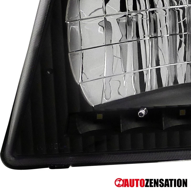 Fit 1992-2006 Ford E250 E350 Econoline Black LED Strip Headlights+Corner Lamps Foto 4 de 4