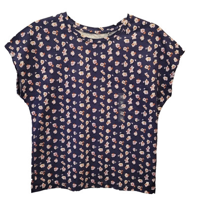 UNIQLO geblümtes T-Shirt XS Paul & Joe marineblau 100 % Baumwolle Oberteil T-Shirts neu mit Etikett *10 £ SALE*