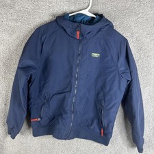 L.L.Bean Jacket Kids Large 14-16 Blue Hooded Insulated Bomber Winter Coat
