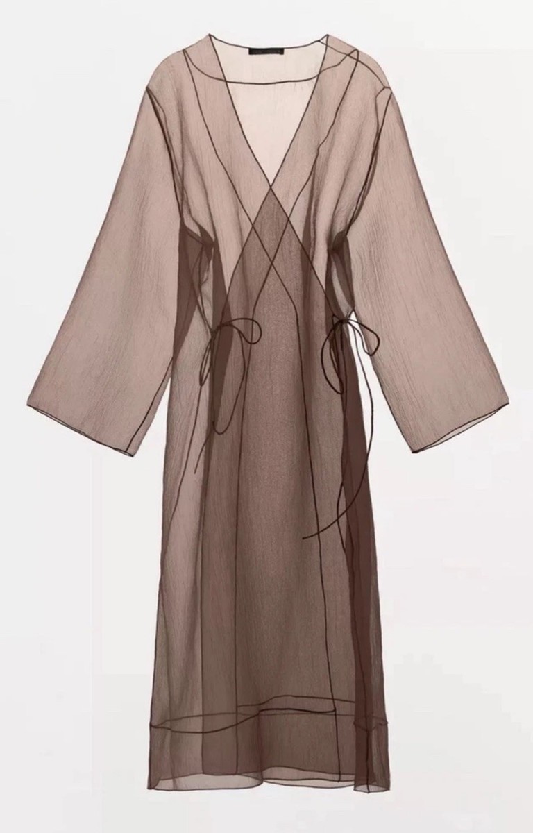 Zara Organza Kimono Brown Sz XS S NWT | eBay
