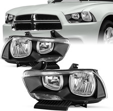 Halogen Headlight Assembly Set Compatible with 2011/2012 / 2013/2014 Dodge Charg