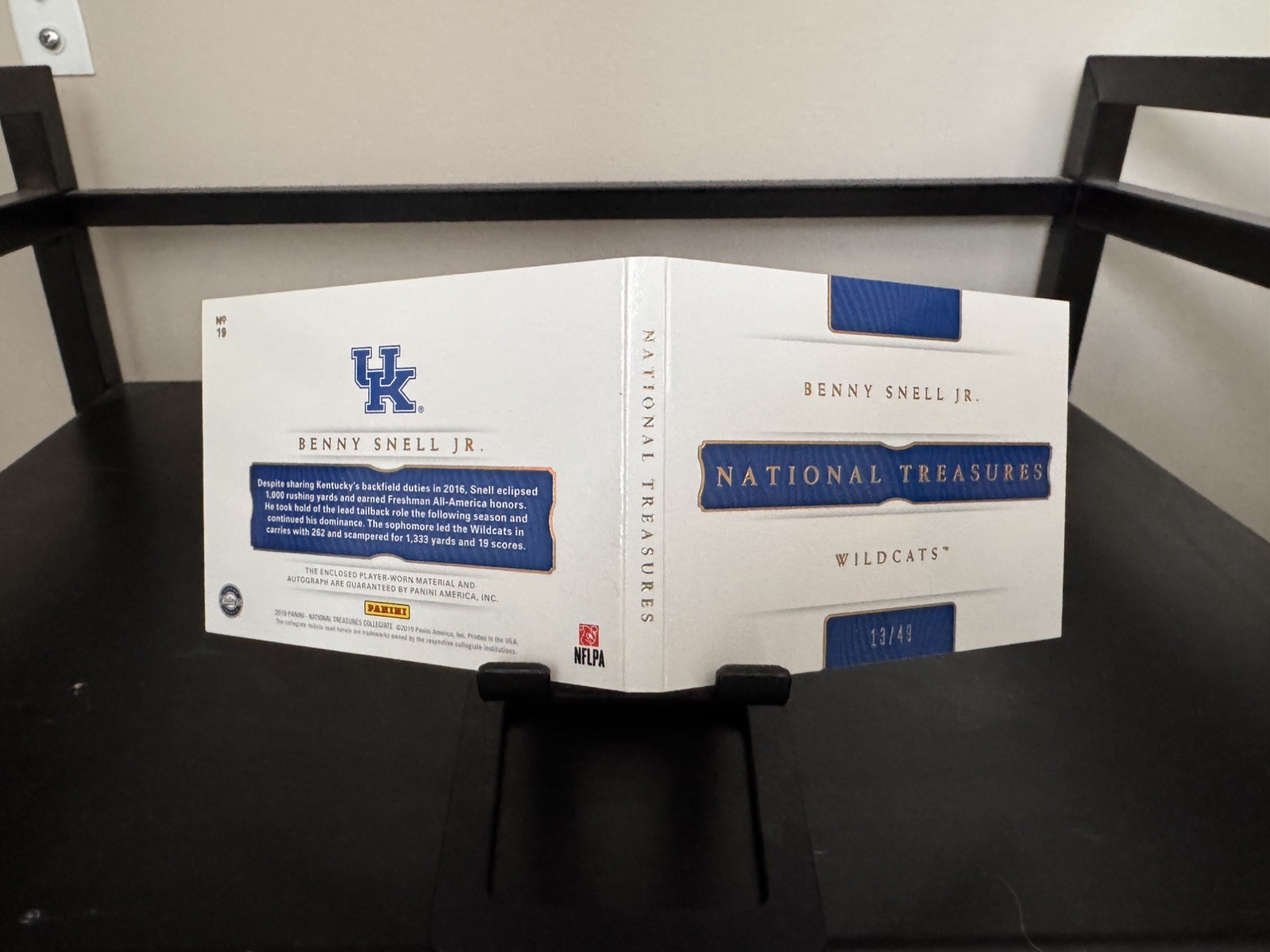 Panini 2019 National Treasures Benny Snell Jr RC Auto Patch Booklet #13/49 view 4