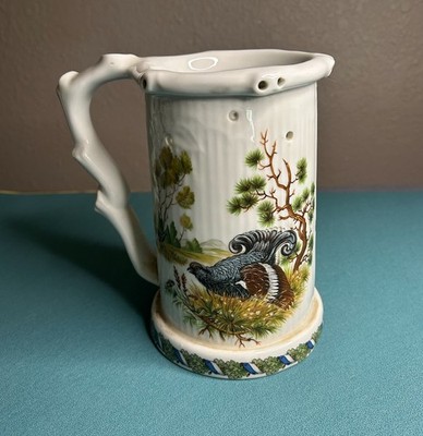 VTG Gerold Porzellan German Puzzle Beer Stein Lithopane Bottom Bird Hunting