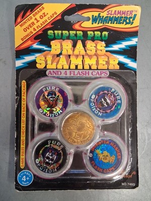1994 NOS Pog Super Pro Brass SLAMMER WHAMMERS 4 Flash Cap 1 Slam -CapVac SEALED
