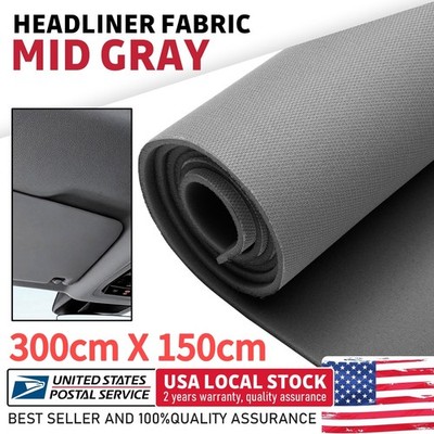3MM Gray 118''x60'' Flat Knit Headliner Fabric Foam Back Material Car/Truck Roof