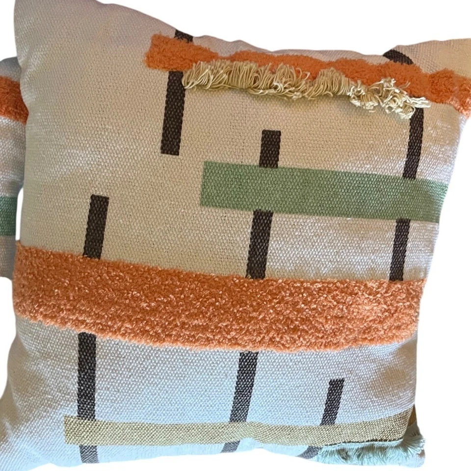 Набор из 2 абстрактных полосок текстуры MCM Pier 1 Boho кремовый оранжевый - Изображение 2 из 4