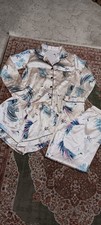 Pink Satin 3 Piece Pajama Set Long Sleeve Size Small
