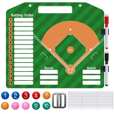 Anglekai 1+44PCS Baseball Coaching Board for Dugout, Dry Erase Lineup Green