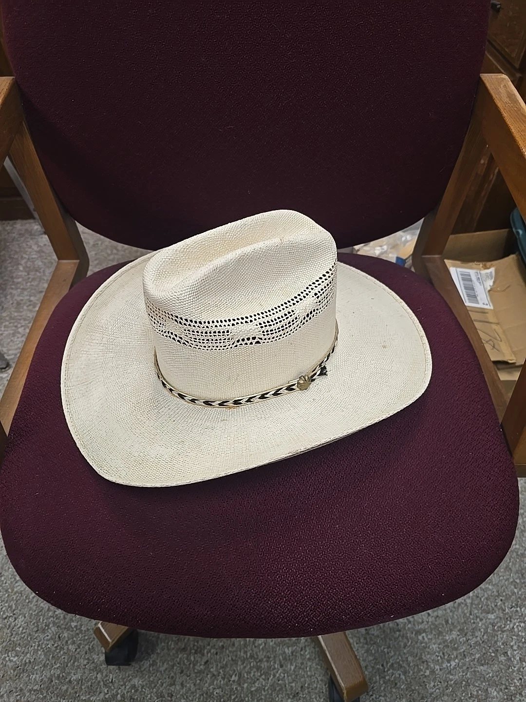 Bandora Mexico Bangora Straw Cowboy Hat 7 1/8 Vented Cattleman Western Sun Hat