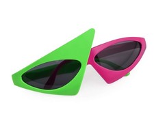 PLAY BLING Novelty Party Sunglasses 80s Asymmetric Glasses One Size, Green