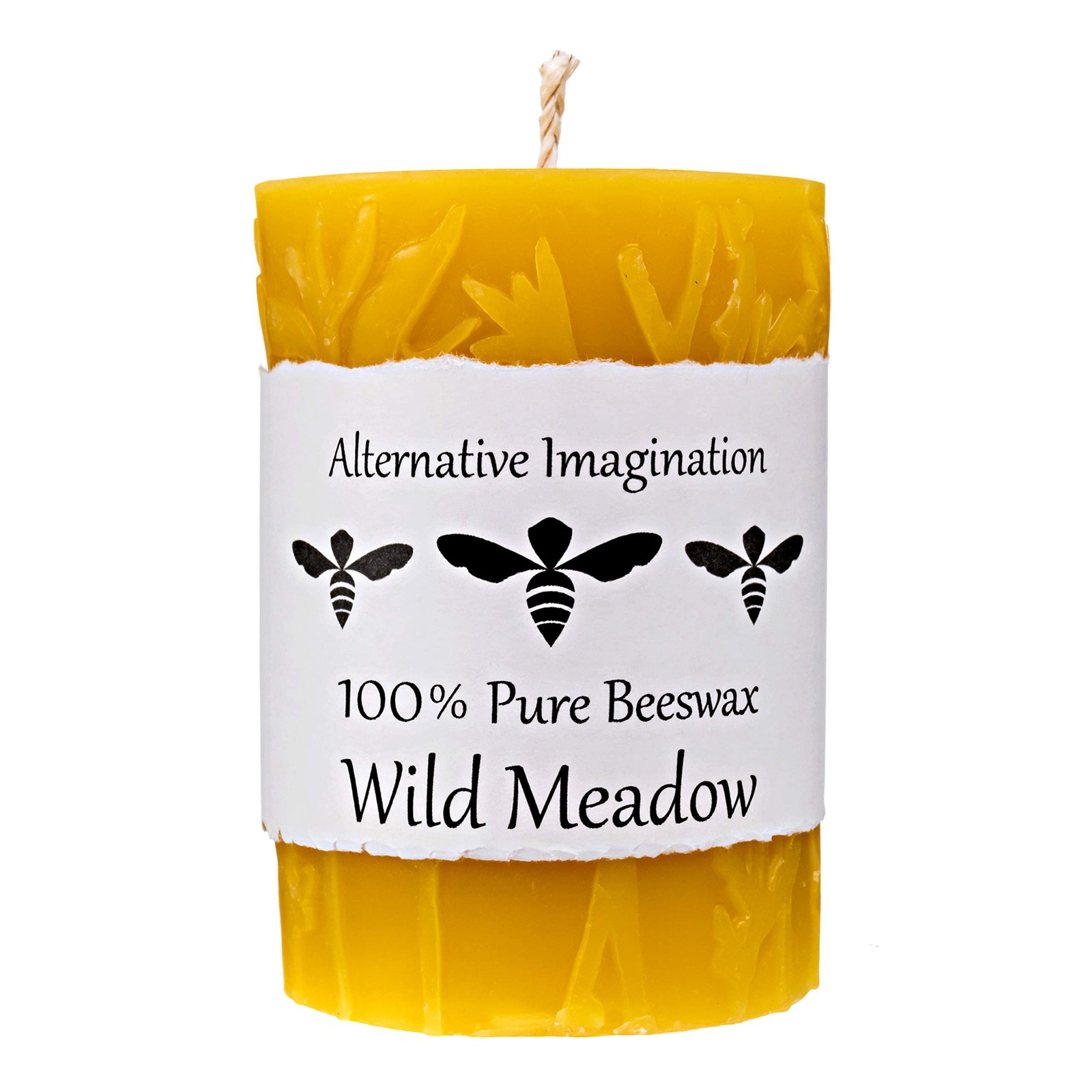 Beeswax Pillar Candle 3x4in Unscented Smokeless Dripless 40h