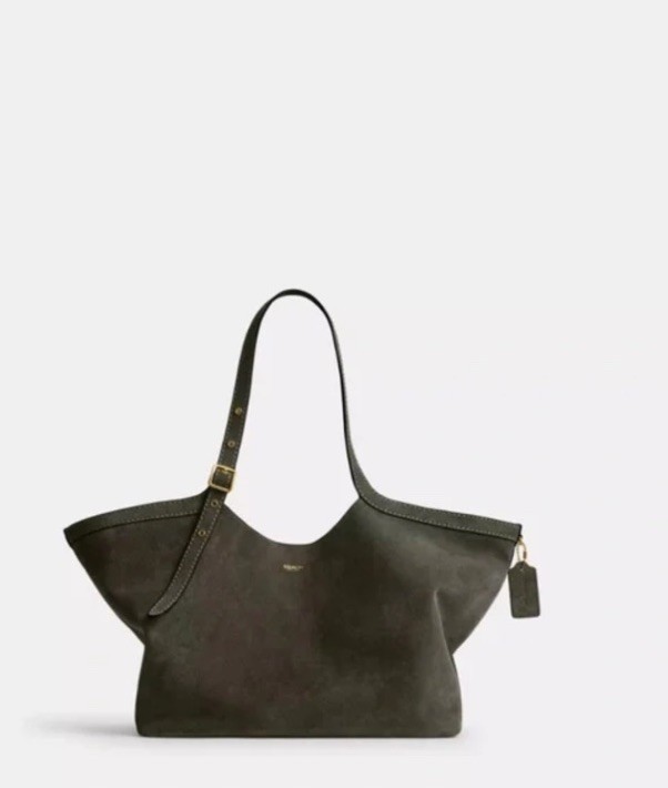 Coach Gramercy Tote Suede Leather Green Olive Shoulder Bag