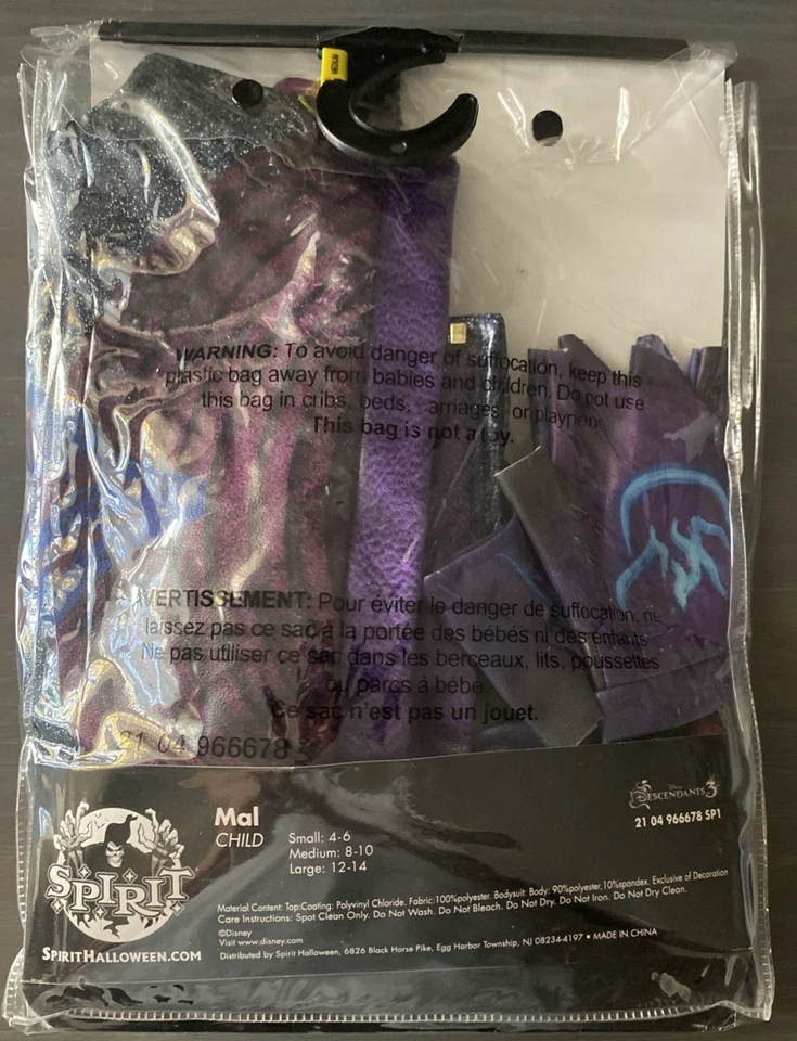 Disney Descendientes 3 MAL Disfraz Mediano 7-8 NUEVO Conjunto y Guantes Sin Peluca Halloween Foto 4 de 4