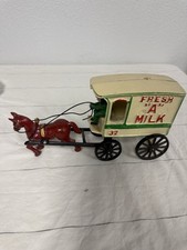 Fresh A Milk Cast Iron Horse Drawn Wagon Vintage Style Farm Delivery 14