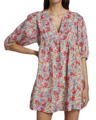 ba&sh Floral Short Sleeve Mini Lined Dress Flowy Boho Lightweight Size XS $345