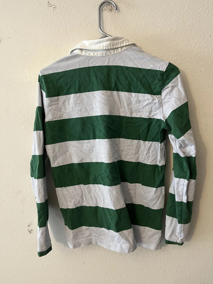 Camisa de rugby feminina vintage J Crew Oarsman listrada verde azul 1984 Preppy G8325 - Imagem 2 de 4