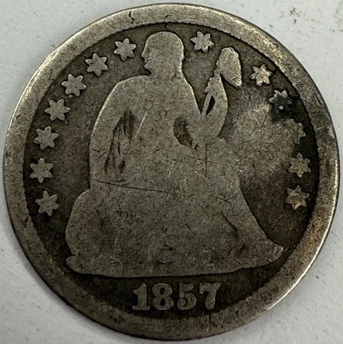 1857 Seated Liberty Dime Exact Coin Imaged #SL307