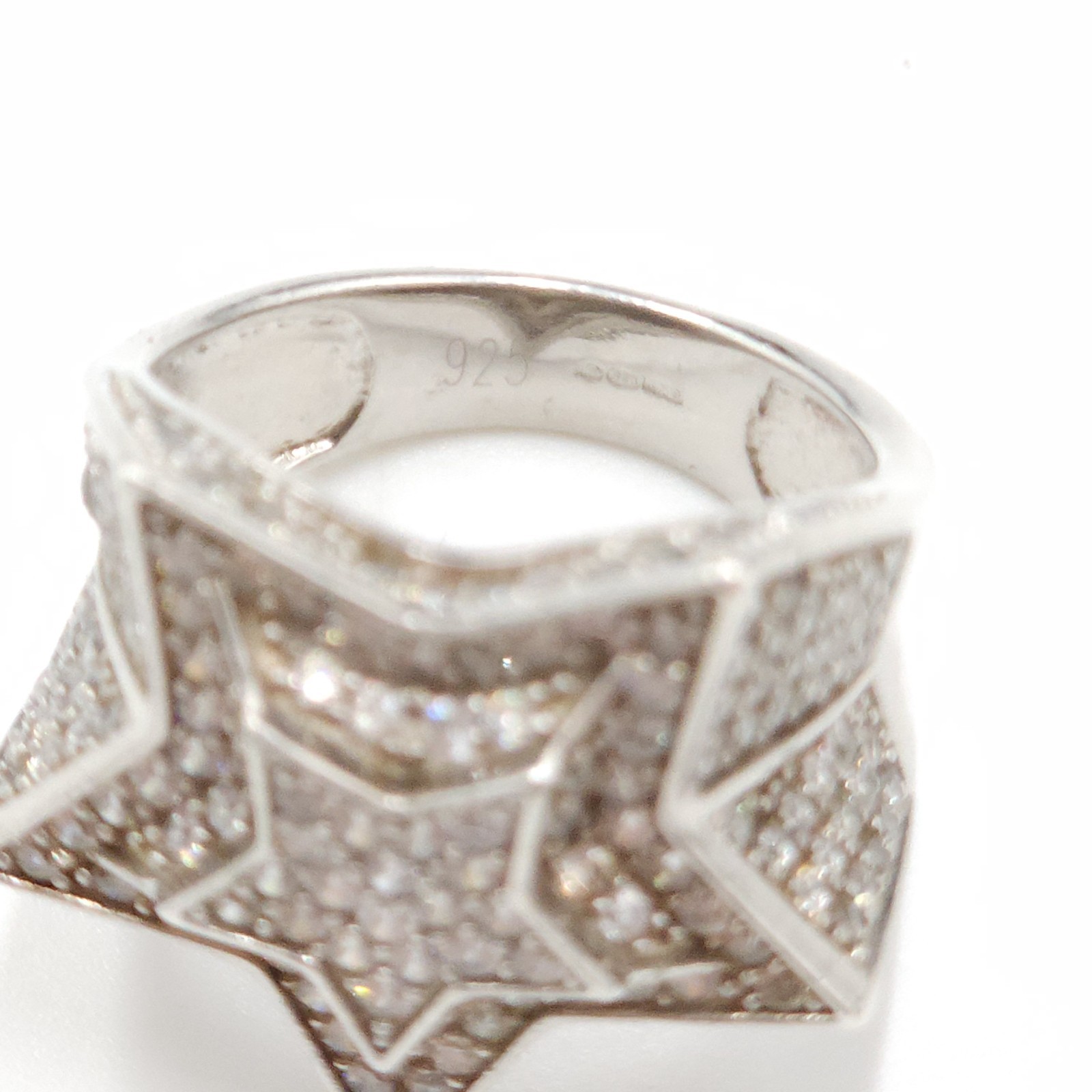 Solid 925 Silver Iced Out Star Ring - Statement H… - image 9
