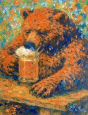 Bear with Honey – Whimsical Original Mixed Media Artwork by Andrew Semberecki