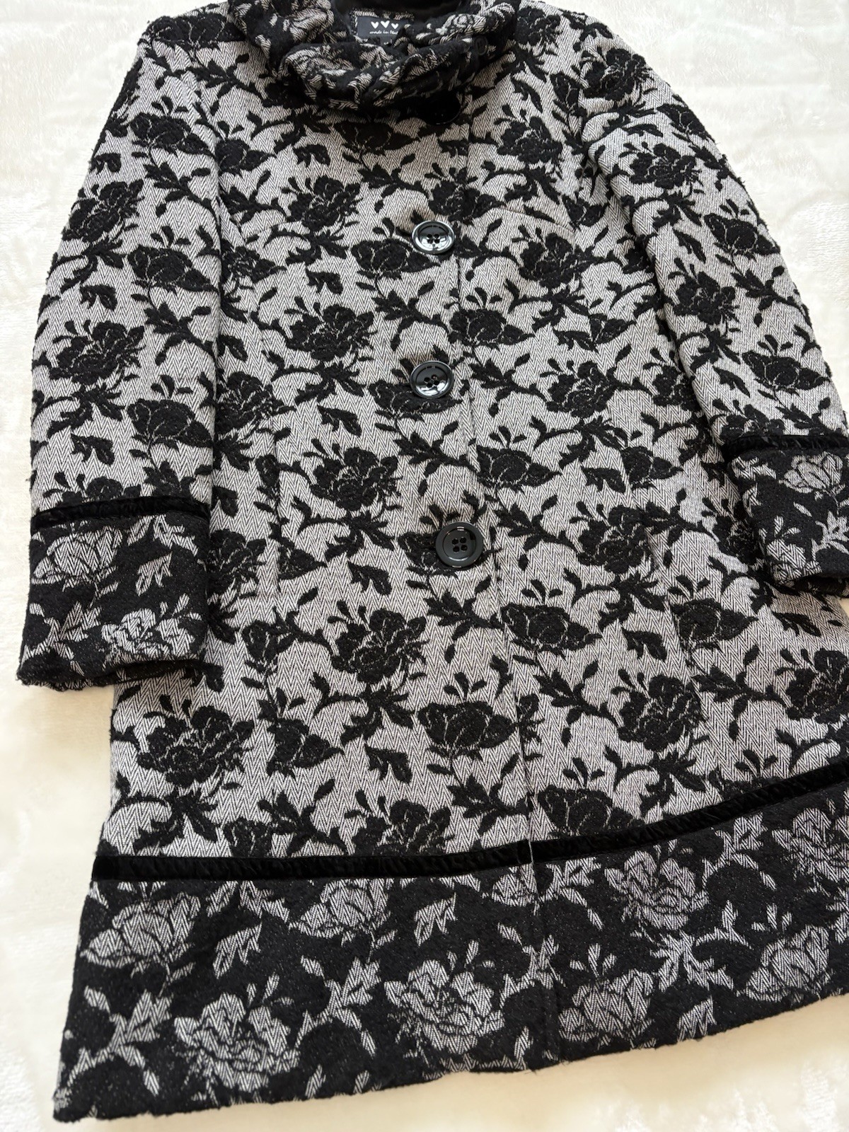 Per Una Vintage Gothic Rose Jacquard Coat Size 14 Italian Wool Blend Whimsygoth image 7