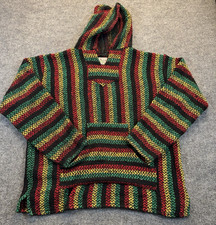 Baja Joe Hoodie Pullover Drug Rug Rasta Striped Men  s Size XXL Mexican