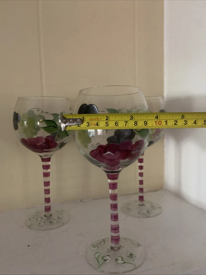 Juego de 4 copas de vino artísticas pintadas a mano de gran capacidad regalo perfecto Foto 4 de 4