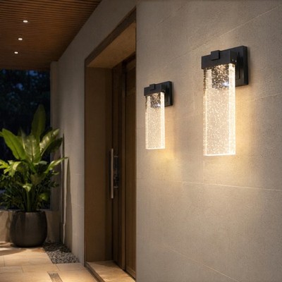 2 Pack 12'' Outdoor Wall LED Light Exterior Porch Dusk to Dawn Sconce Fixture UL