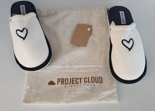 🆕 Project Cloud Womens Memory Foam Slippers Non Slip size 8 White & Blue - Picture 1 of 1