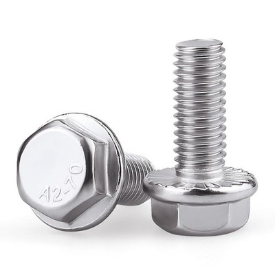 M12-1.75 x 30mm Hex Flange Bolt (1.18'' Thread Length), DIN6921, Serrated Lock...
