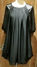 SEXY BLACK PARTY DRESS approx size 14, CHIFFON OVERLAY, FULLY LINED, BOHO CHIC
