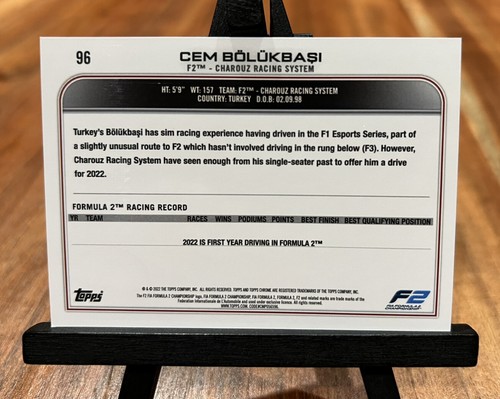 2022 Topps Chrome Formula 1 F1 CEM BOLUKBASI Future Stars Checkerboard - Picture 2 of 2