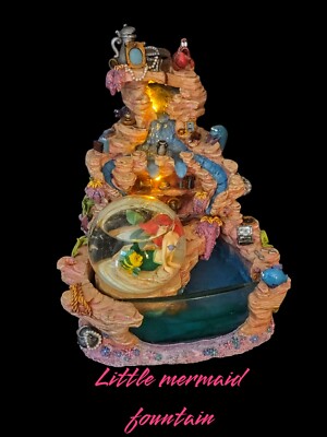 Disney Little Mermaid Under The Sea Snow Globe Water Fountain Vintage WORKS